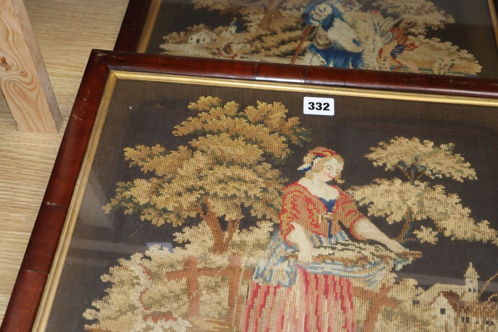 A Berlin needlework and a sampler, 44 x 39.5cm